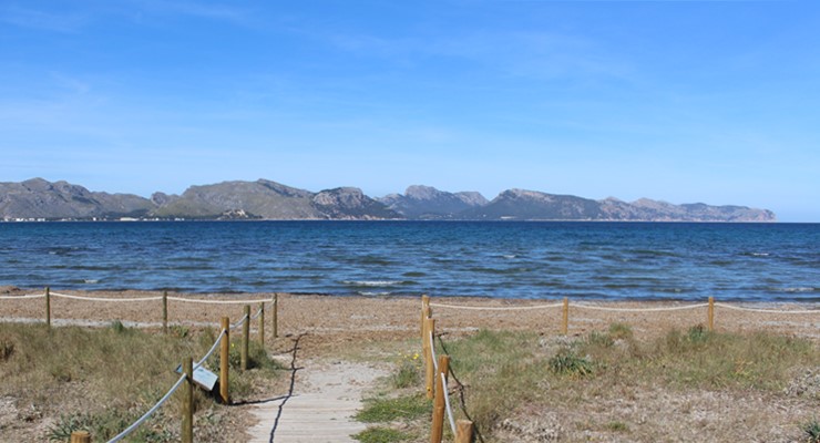 Strand beach Sa Marina Alcudia Kitesurfer Naturstrand Bucht